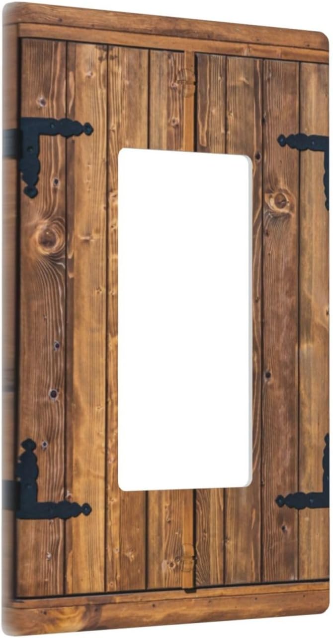 Faux Wood Decorative Printed Single Gang Rocker Light Switch Cover Plates Decorative Outlet Covers, 1 Gang Rocker Wall Plate