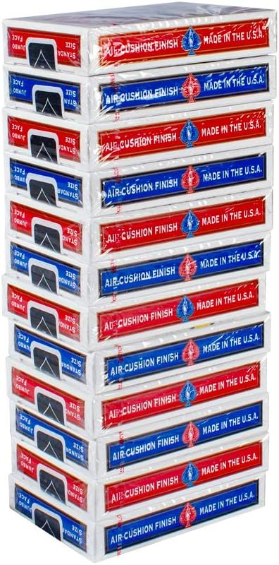 Bicycle Jumbo Index Playing Cards, 12 Pack Bulk Set of Large Print Poker Size Cards, Red & Blue Backs, for Easy Reading, Family Card Games, Classrooms, and Casino Play