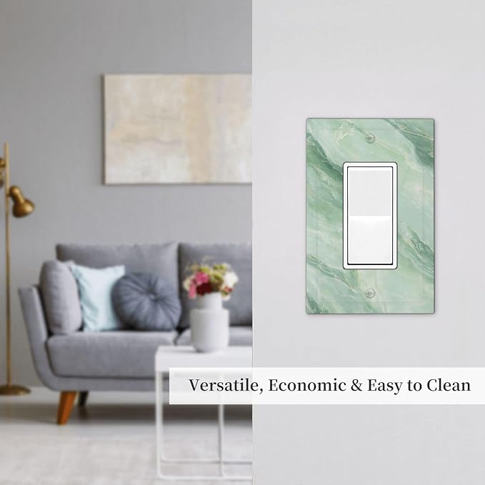 Decorative Outlet Covers Green Marble Pattern 1 Gang Single Rocker Light Switch Cover Plate GFCI Wall Plates Electrical Switch Plate Cover for Home Bedroom Decor