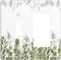 Green Eucalyptus Plant Leaves Vine Outlet Covers 1 Toggle 1 Rocker Combination Decorative Wall Plate Electrical Switch Plates Light Switch Cover Plate for Bed Room Living Room Decor