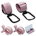 4-Pack Stroller Organizer: 2 Universal Pram Clips with 2 Stroller Hooks | Convenient Travel & Shopping Essentials for Baby Carriage - Light Pink
