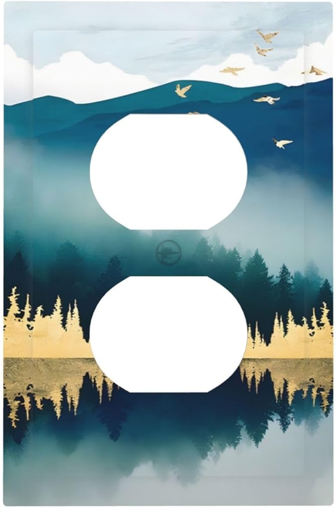Mountains Landscape Lake Bird Reflection Outlet Covers 1 Gang Duplex Light Switch Cover Decorative Switch Plates Electrical Receptacle Faceplate Wall Plate for Bedroom Living Room Decor