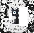 Funny Black Cat Inspirational Quotes Patterns Outlet Covers 1 Toggle 1 Rocker Combination Decorative Wall Plate Electrical Switch Plates Light Switch Cover Plate for Kids Room Nursery Decor
