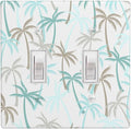 Tropical Palm Tree 2-Gang Double Toggle Switch Plate, Green Palm Leaf Wall Plate for Beach House, Sunroom, Bathroom & Home