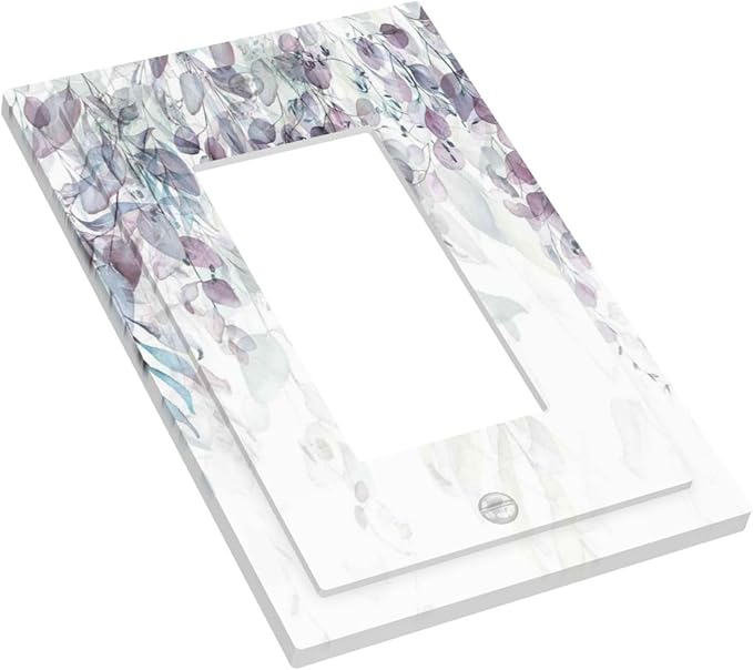 Hazy Leaves Ivy Nature Plants Eucalyptus Leave Decorative Outlet Covers 1 Gang Single Rocker Light Switch Cover Plate Wall Plates GFCI Faceplate for Bedroom Home Decor