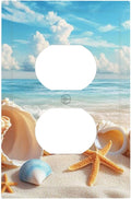 Beach Coastal Seashore Sea Starfish Shell Sand Outlet Covers 1 Gang Duplex Light Switch Cover Decorative Switch Plates Electrical Receptacle Faceplate Wall Plate for Bathroom Home Decor