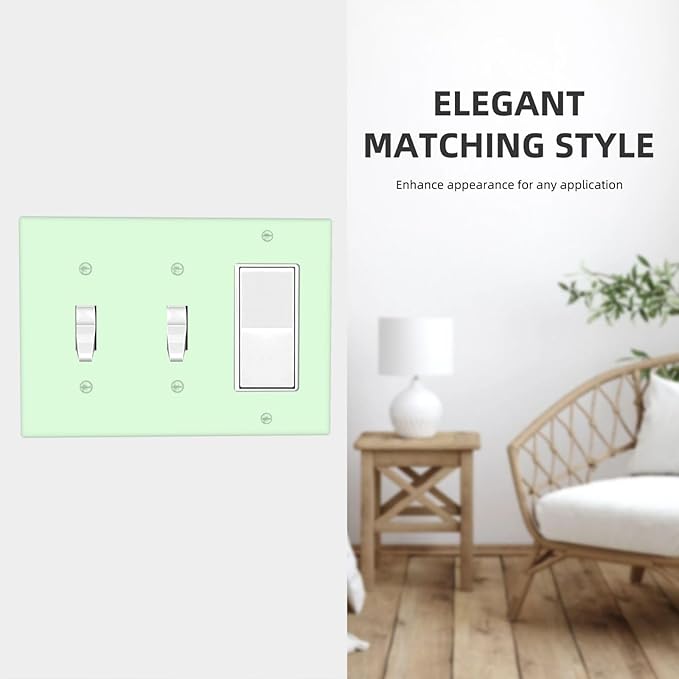 Green 3 Gang 2 Toggle 1 Rocker/GFCI/Decorator Combination Light Switch Plate Decorative Triple Toggle Wall Plate Cover Electrical Switch Face Plate