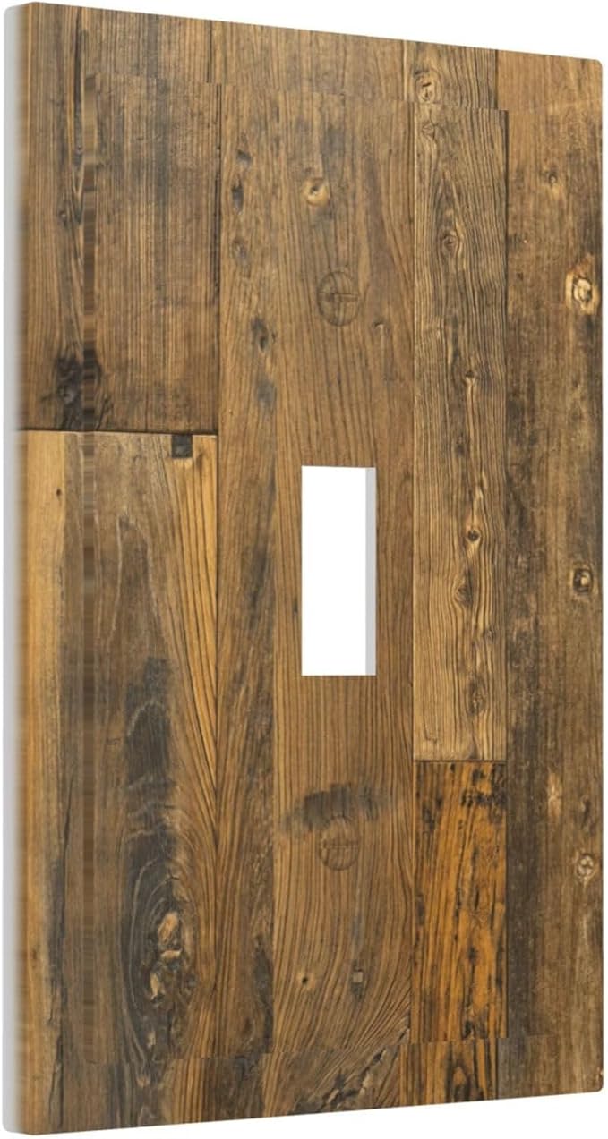 Brown Wood Vintage Rustic Old Board Decorative Light Switch Cover 1 Gang Single Toggle Device Electrical Faceplate Switchplates Decorator Outlet Wall Plate for Farmhouse Home Decor
