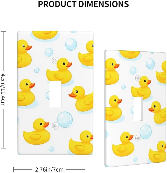 Yellow Rubber Duck 1-Gang Toggle Light Switch Plate, Cute Duck Bubble Wall Plate for Kids Bathroom, Nursery & Boys Girls Room