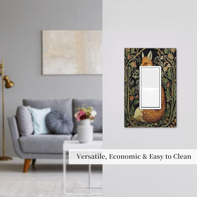 Fox Morris Plants Flowers Vine Colorful Floral Decorative Outlet Covers 1 Gang Single Rocker Light Switch Cover Plate Wall Plates Gfci Faceplate For Bed Room Living Room Decor