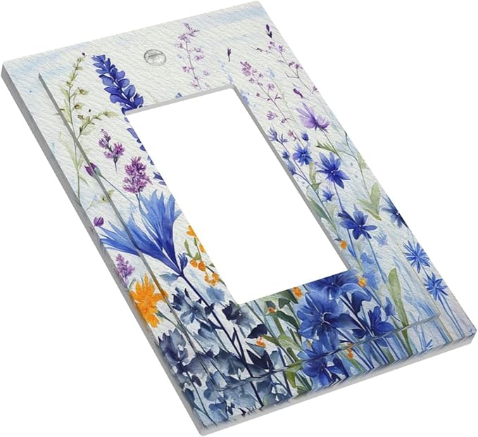 Light Switch Cover Plate Lavender Watercolor Wildflowers Colorful floral 1 Gang Outlet Covers Single Rocker Decorative Switch plates Electrical Wall Plates GFCI Receptacle for Bathroom Bedroom