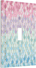 Colorful Mermaid Scales 1 Gang Light Switch Cover Decorative Single Toggle Wall Plate Electrical Switchplate Home Decor for Girls Bedroom Kids Baby Nursery Living Room Decorate