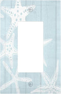 Beach Starfish Vintage Wood Rustic Country Ocean Decorative Outlet Covers 1 Gang Single Rocker Light Switch Cover Plate Wall Plates GFCI Faceplate for Farmhouse Kids Room Decor