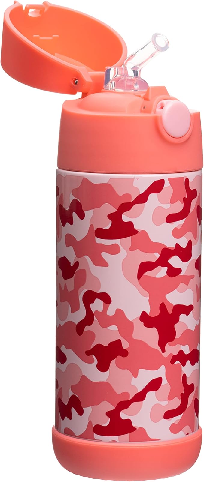 Snug Insulated Kids Water Bottle with Straw & Spout – Double-Wall Stainless Steel, Leakproof, Easy-Flip Lid – For School, Travel, Toddlers & Big Kids - Pink Camo, 12oz