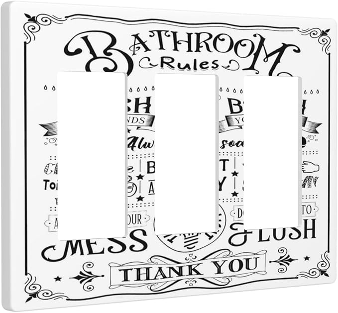 Bathroom Wash Inspirational Quote 3 Gang Triple Rocker/Decorator Light Switch Wall Plate Cover Decorative Gfci Electrical Faceplate Switchplate Room Decorate