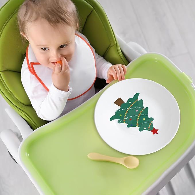 Naozinebi 4 Set 10 Inch Christmas Tree Plates Melamine Christmas Dinnerware Set Reusable Xmax Holiday Melamine Plate Dishwasher Creatively Drop Resistant Cute Plastic Dish