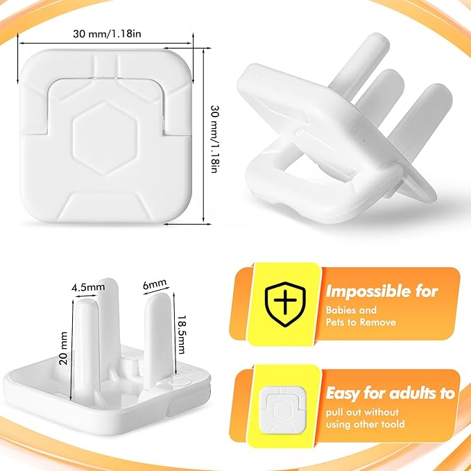 Thyle 200 Pcs Outlet Covers Protectors Plug Bulk Child Baby Proofing Proof for US 3-prong Electrical Outlets Easy Install Socket Sturdy Safe Secure Baby Proofing Kit for Home Office