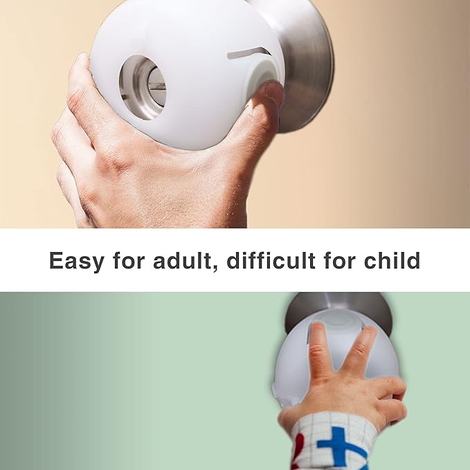Moonybaby Door Knob Safety Cover for Kids, 4 Pack Babyproof Locks, Child and Toddler Safety Locks, White