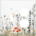 Vintage Country Style Watercolor Leaves Wildflowers Floral Wallplates 1 Toggle 1 Duplex Switch Plate Electrical GFCI Faceplate Decorative Light Switch Covers for Bedroom Living Room Decor