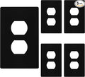 TG Mid-Size Screwless Duplex Wall Plate, Child Safe Receptacle Outlet Cover, Medium Size 1-Gang 4.88" H x 3.11" L, Polycarbonate Thermoplastic, UL Listed, SP-MS1-BK5P, Black (5 Pack)