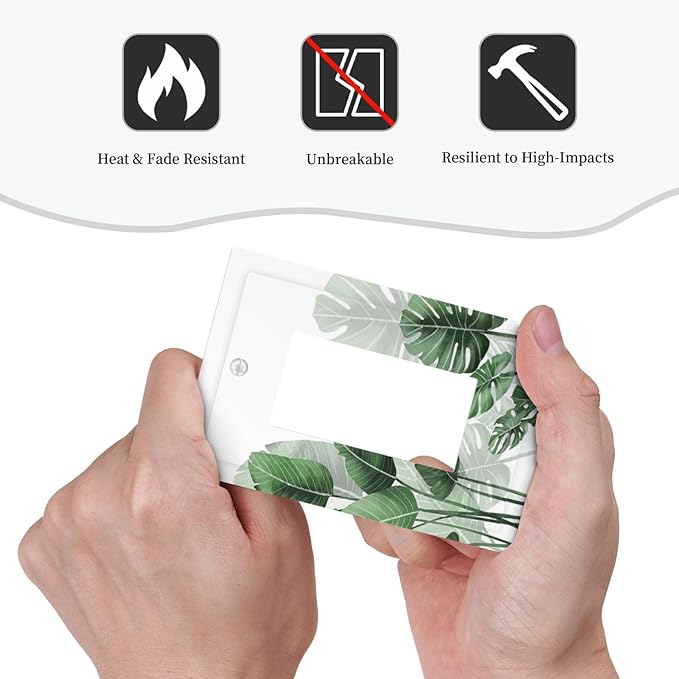 Decorative Outlet Covers Boho Tropical Plant Natural Palm Leaf 1 Gang Single Rocker Light Switch Cover Plate Wall Plates Gfci Faceplate For Bed Room Living Room Decor