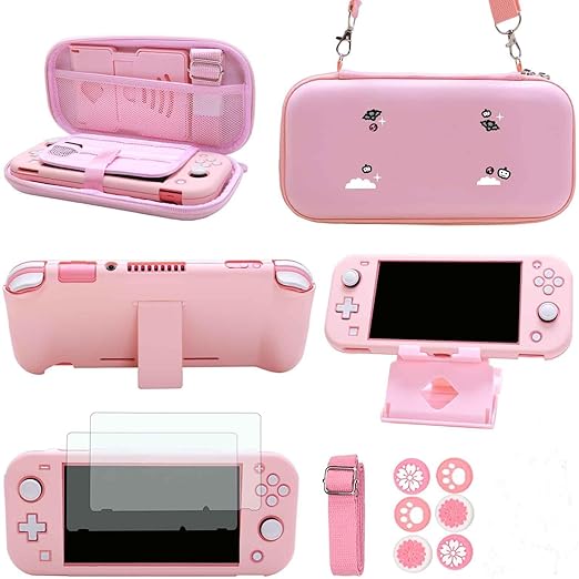 GUTIAL Accessories Bundle for Nintendo Switch Lite - Cute Kawaii NS Lite Accessories kit for Grils Boys Kids with Carrying Case, Cartoon Cover Case, Screen Protector, Stand