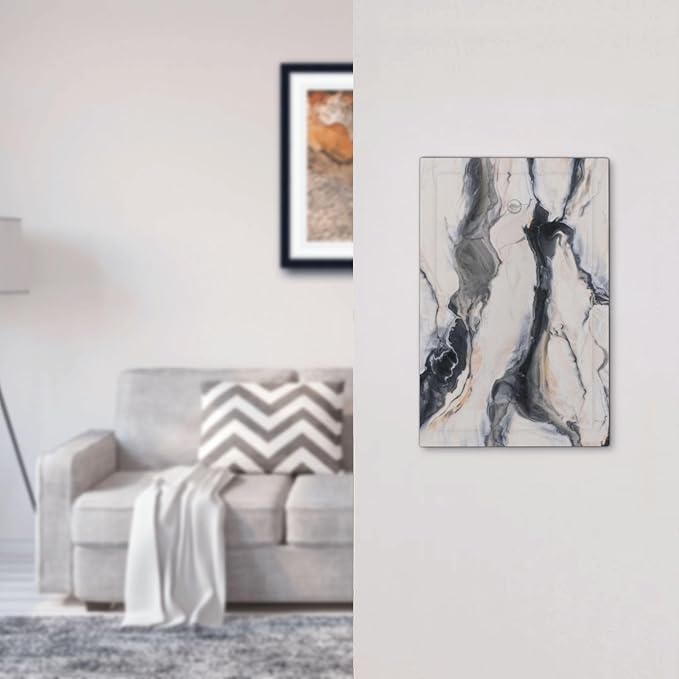 Abstract Marble Textured Modern Luxury Print Light Switch Cover Plate 1 Gang No Device Blank Electrical Wall Plates Faceplate Decorative Switch Plate Covers for Bathroom Kitchen Decor