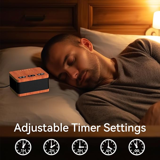 DailyBody Sound Machine White Noise Machine with 30 Soothing Sounds 32 Levels Volume 5 Timers and Memory Function Effectively Blocks Noise Ideal Sleep Machine for Baby Kids Adults… (Wood Grain)