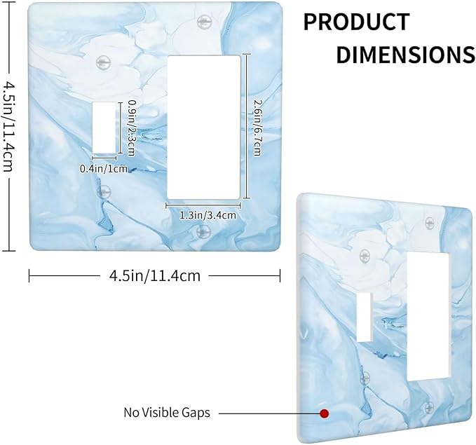 Navy Blue Sea Waves Spilled Ink Marble Simplicity Print Outlet Covers 1 Toggle 1 Rocker Combination Decorative Wall Plate Electrical Switch Plates Light Switch Cover Plate for Bathroom Living Room