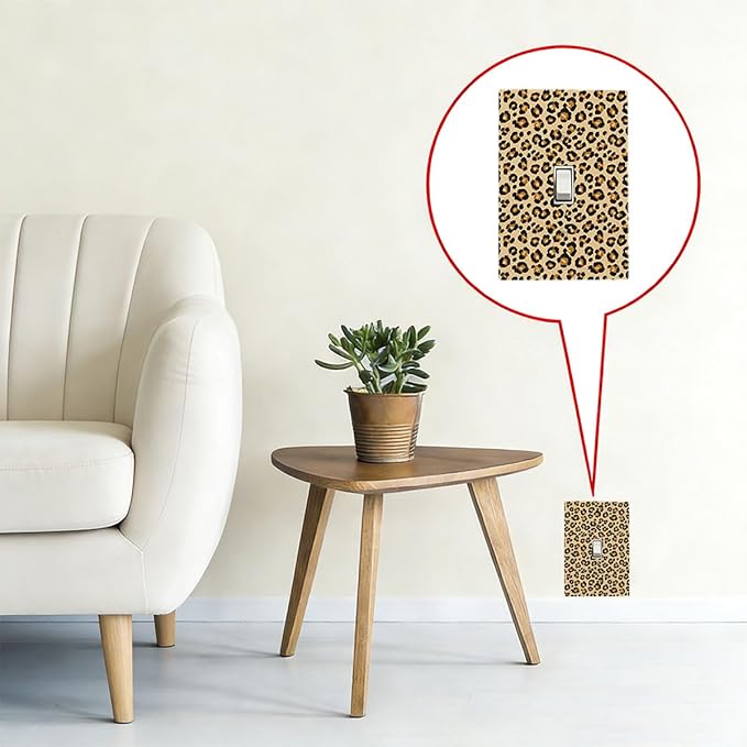 Classic Leopard Print 1-Gang Toggle Light Switch Plate, Retro 90s Wild Safari Bold Leopard Spots Decorative Wall Plate for Bedroom or Vanity