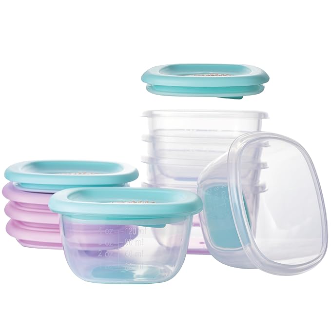 Liname Silicone Baby Food Containers (6 Pack) - Baby Food Storage Containers with Ventilation Valve for Reheating & Rubber Bottom for Easy Frozen Food Release - Baby Led Weaning & Feeding Essentials