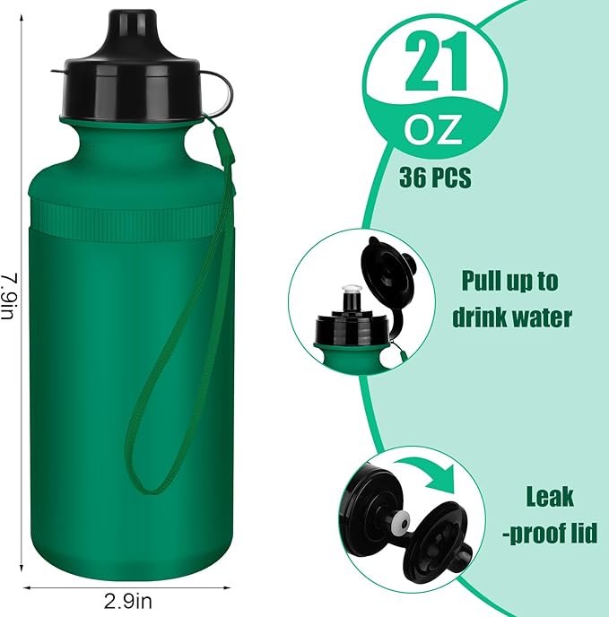 Zubebe 36 Pcs Sports Water Bottles Bulk Squeeze Reusable Bpa-free Plastic Water Bottles End of the Year Gifts Summer Gifts for Students School Travel Hiking Cycling Event Team Gift