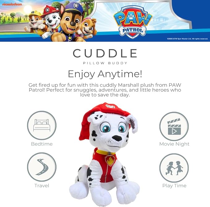 Paw Patrol Marshall Kids Bedding Super Soft Plush Cuddle Pillow Buddy, One Size, (Official) Nickelodeon Product By Franco