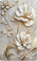 Decorative Art Light Switch Covers Elegant White and Gold Florals 1 Gang No Device Blank Switchplate Electrical Faceplate for Home Decor