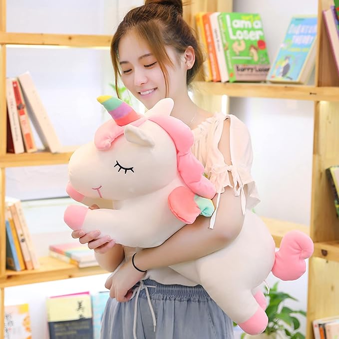 Unicorn Stuffed Animal, Soft Unicorn Plush Hugging Pillow Toy Gifts for Kids (White, 15.7 in)