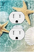 Outlet Covers Beach Starfish Ocean Conch Cameo Shell 1 Gang Duplex Light Switch Cover Decorative Switch Plates Electrical Receptacle Faceplate Wall Plate For Decor Kids Room Decor