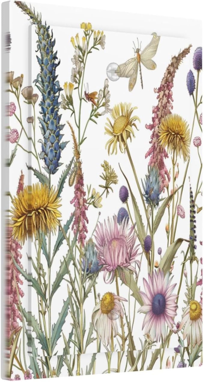 Light Switch Cover Botanical Wildflowers Dragonfly Colorful Floral Decorative Switch Plates 1 Gang Blank No Device Outlet Covers Electrical Wall Plates for Bathroom Bedroom Decor