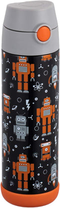 Snug Insulated Kids Water Bottle with Straw & Spout – Double-Wall Stainless Steel, Leakproof, Easy-Flip Lid – For School, Travel, Toddlers & Big Kids - Robots, 17oz