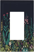 Boho Garden Flowers Weeds Floral Wildflowers Decorative Outlet Covers 1 Gang Single Rocker Light Switch Cover Plate Wall Plates GFCI Faceplate for Bedroom Living Room Decor