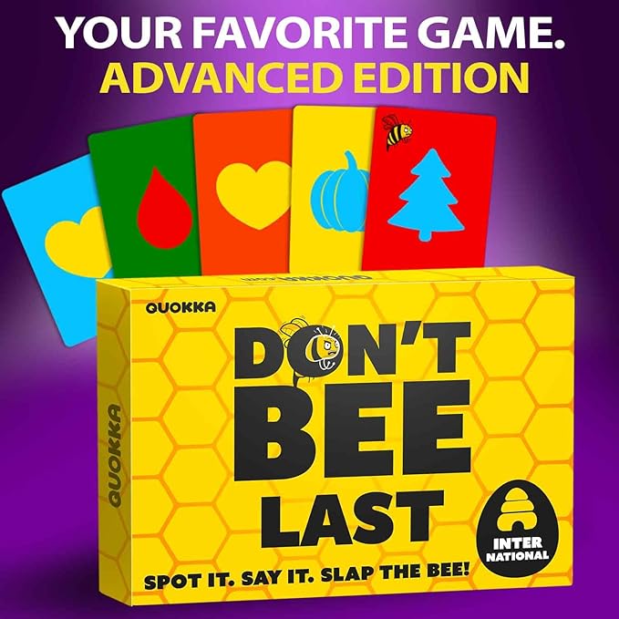 QUOKKA Family Board Games for Kids 8-12 – Party Game for Kids & Adults Game Night – Don’t Bee Last – Global Language-Free Edition – Colors & Shapes – Card Game for Teen Boys and Girls Ages 6 7 10