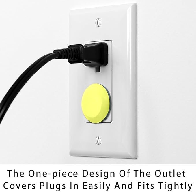 Pure Luminous Yellow Color Outlet Plug Covers - 12/24 Pack Safety Electrical Plug Protectors