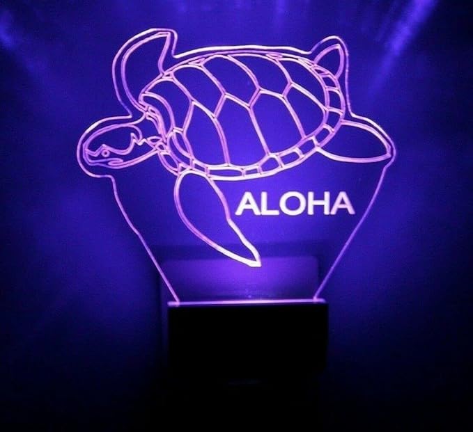 Night Light Multi Color Personalized LED Plug-in, Ultra-Slim Touch Night Light Smart Dusk to Dawn Sensor, Kids Children's Bedroom Kitchen Bathroom Hallway Play Room Variations (Sea Turtle)