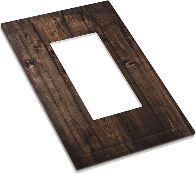 Rustic Brown Wood Plank Vintage Wooden Texture Print Decorative Outlet Covers 1 Gang Single Rocker Light Switch Cover Plate Wall Plates GFCI Faceplate for Farmhouse Home Decor