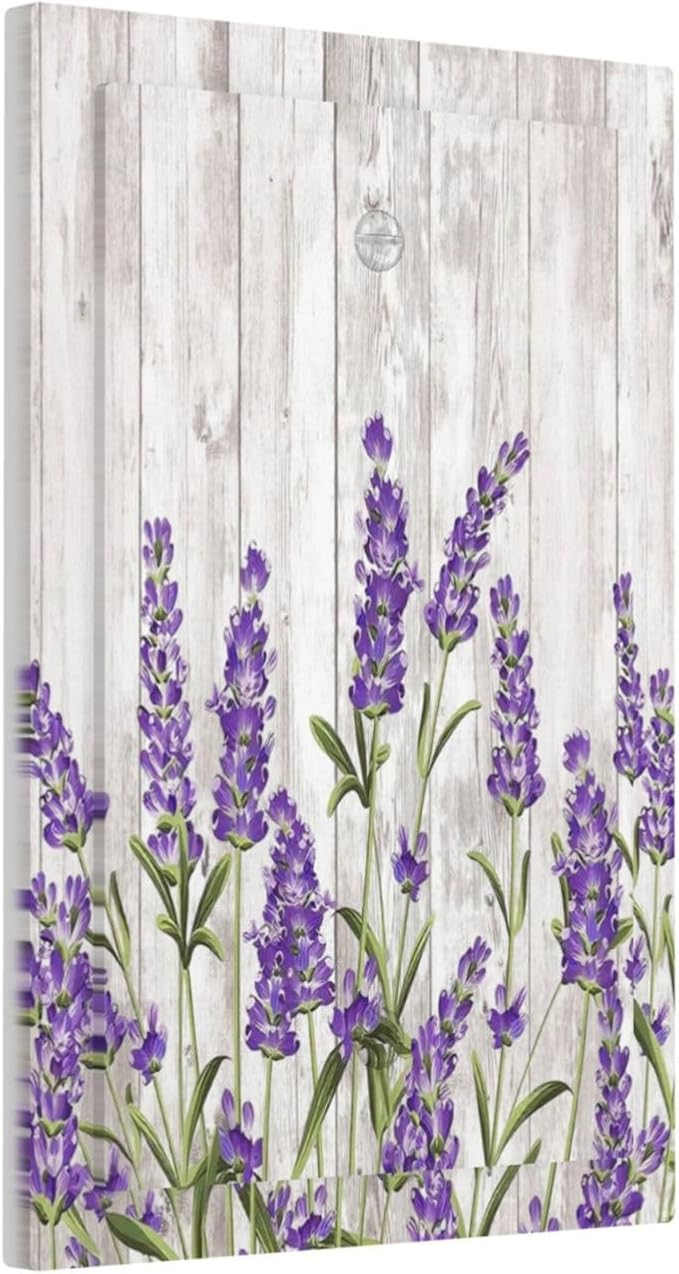 Purple Lavender Rustic Wooden Flowers Floral Plant Light Switch Cover Plate 1 Gang No Device Blank Electrical Wall Plates Faceplate Decorative Switch Plate Covers for Farmhouse Living Room Decor