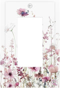 Floral Pink Watercolor Wildflowers Plant Flower Decorative Outlet Covers 1 Gang Single Rocker Light Switch Cover Plate Wall Plates GFCI Faceplate for Bedroom Living Room Decor