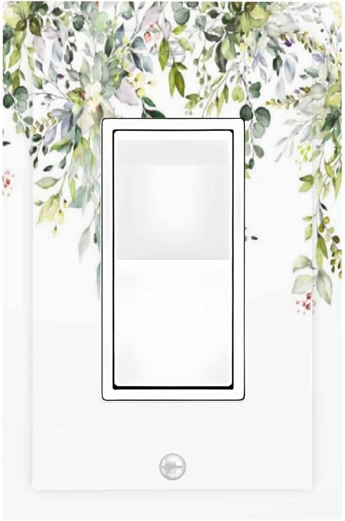 Decorative Outlet Covers Green Eucalyptus Leaves Floral Wildflower 1 Gang Single Rocker Light Switch Cover Plate Wall Plates Gfci Faceplate For Bed Room Living Room Decor