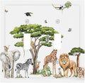 Large Animals Elephant Giraffe Jungle Lion Leopard Zebra Decorative Switch Plates 2 Gang Double Toggle Outlet Light Switch Cover Wall Plate Electrical Faceplate for Kids Room Nursery Decor