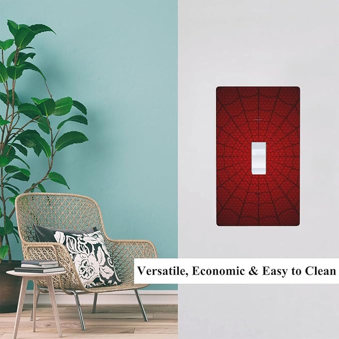 Red Spider Web Hero Theme Cartoon Light Switch Plate, 1-Gang Toggle Wall Plate for Boys Bedroom, Game Room & Man Cave