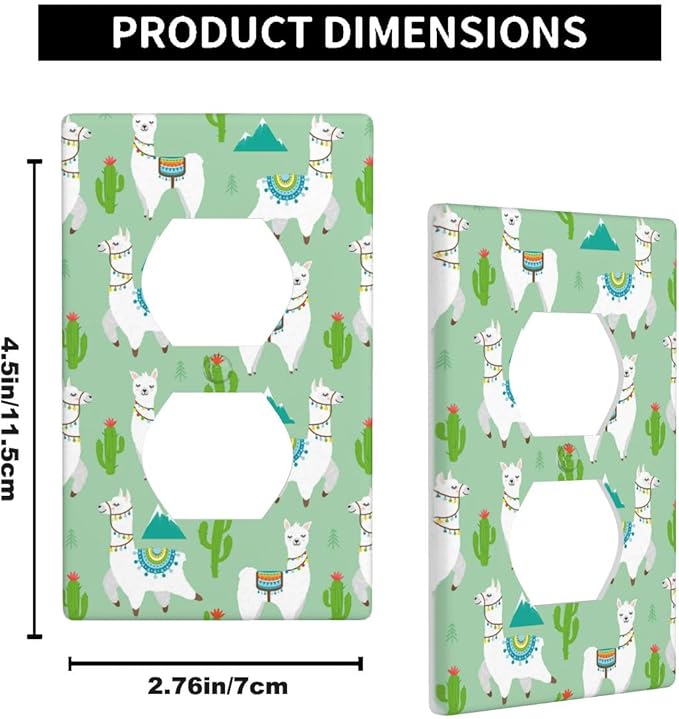 Cute Llama Cartoon Wall Plate Cover Alpaca Animal Boy Girl Nursery Outlet Covers 1-Gang Switch Plug Duplex Cover Home Bedroom Bathroom Kitchen