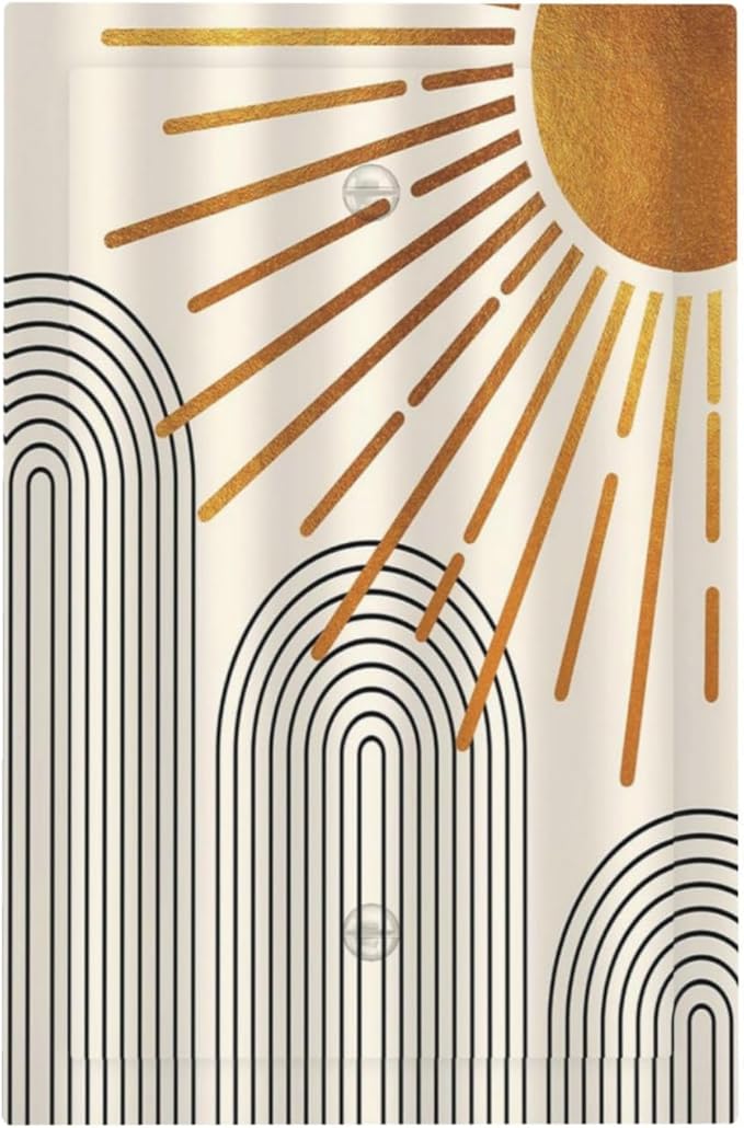 Mid Century Beige Boho Abstract Sun Vintage Arch 1 Gang Light Switch Covers No Device Wall Plate Decorative Blank Switchplate Electrical Faceplate for Country Bathroom Bedroom Home Decor